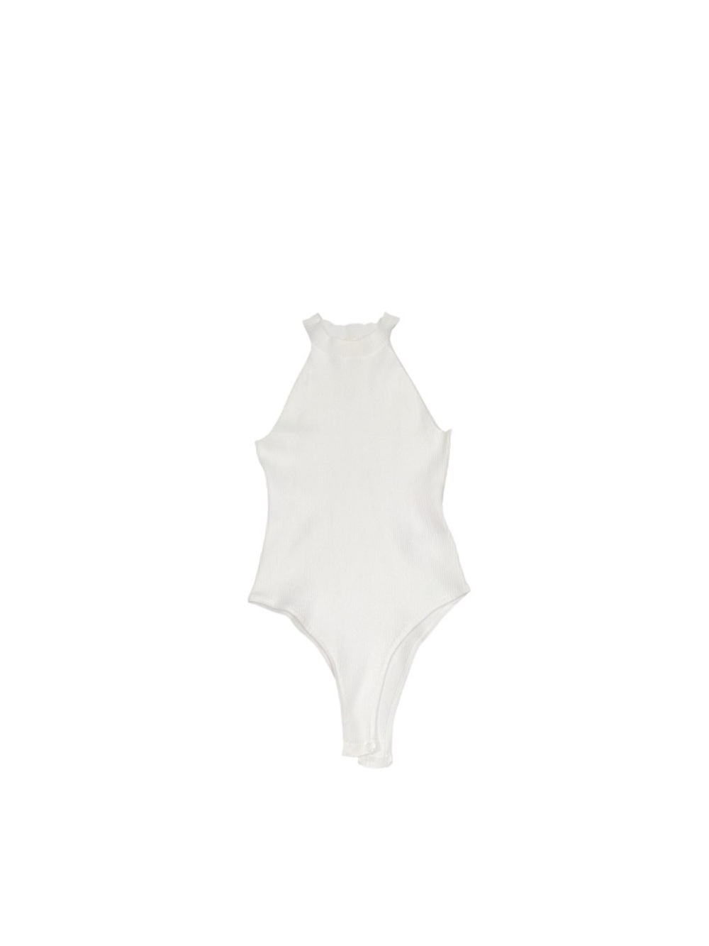 371. Ribbed High-Neck White Women’s Bodysuit Festival Y2K Size L